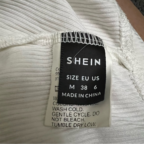 SHEIN White High Neck V-Neck Cropped Basic Ribbed Tank Top Casual Cute Shirt M - Picture 12 of 13